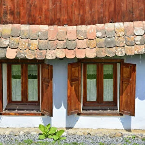 Windows of traditional Saxon houses in Viscri, a Unesco World Heritage Site