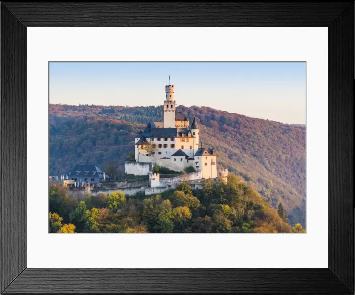 Framed Print : Marksburg Castle, Braubach, Rhein-Lahn-Kreis, Rhineland-Palatinate, Germany