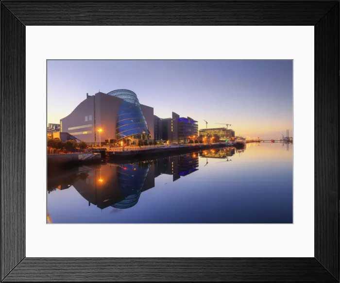 Framed Print : Europe, Dublin, Ireland, buildings reflecting on the Liffey river by night Framed Print : Europe, Dublin, Ireland, buildings reflecting on the Liffey river by night