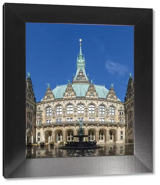 Germany, Hamburg. Rear facade and courtyard of Hamburg Rathaus (City Hall)