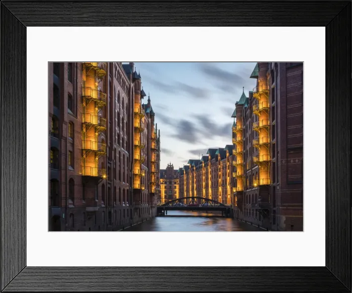 Framed Print : Germany, Hamburg, HafenCity. Historic warehouses on the Wandrahmsfleet canal in Framed Print : Germany, Hamburg, HafenCity. Historic warehouses on the Wandrahmsfleet canal in