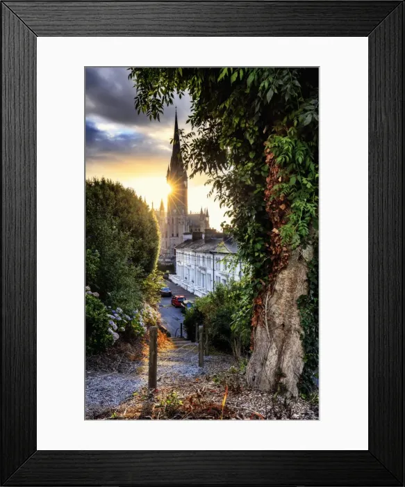 Framed Print : Europe, Ireland, Cork, Cobh Cathedral at colored houses at sunrise Framed Print : Europe, Ireland, Cork, Cobh Cathedral at colored houses at sunrise