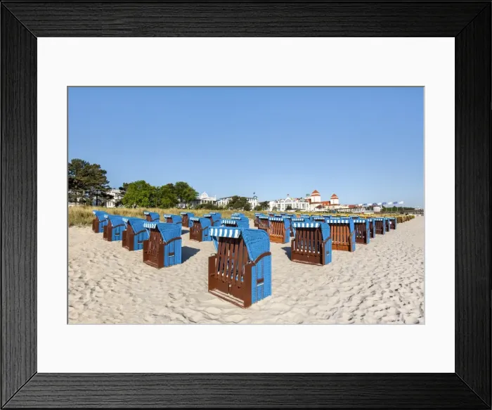 Framed Print : Beach baskets and Kurhaus, Binz, Rugen Island, Mecklenburg-Western Pomerania, Germany Framed Print : Beach baskets and Kurhaus, Binz, Rugen Island, Mecklenburg-Western Pomerania, Germany