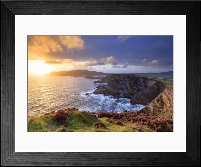 Framed Print : Europe, Spectacular Kerry cliffs at sunset along the Ring of Kerry Framed Print : Europe, Spectacular Kerry cliffs at sunset along the Ring of Kerry