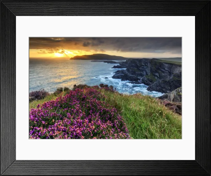Framed Print : Europe, Spectacular Kerry cliffs at sunset along the Ring of Kerry Framed Print : Europe, Spectacular Kerry cliffs at sunset along the Ring of Kerry