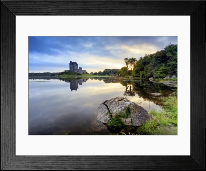 Framed Print : Europe, Dublin, Ireland, Dunguaire castle in Kinvara village at sunrise reflecting Framed Print : Europe, Dublin, Ireland, Dunguaire castle in Kinvara village at sunrise reflecting