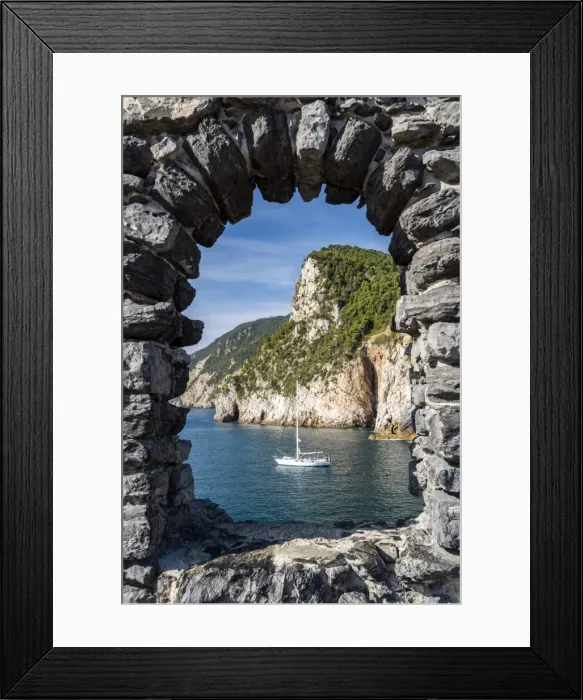 Framed Print : Scenic sea view from the medieval walls of Porto Venere, Liguria, Italy Framed Print : Scenic sea view from the medieval walls of Porto Venere, Liguria, Italy
