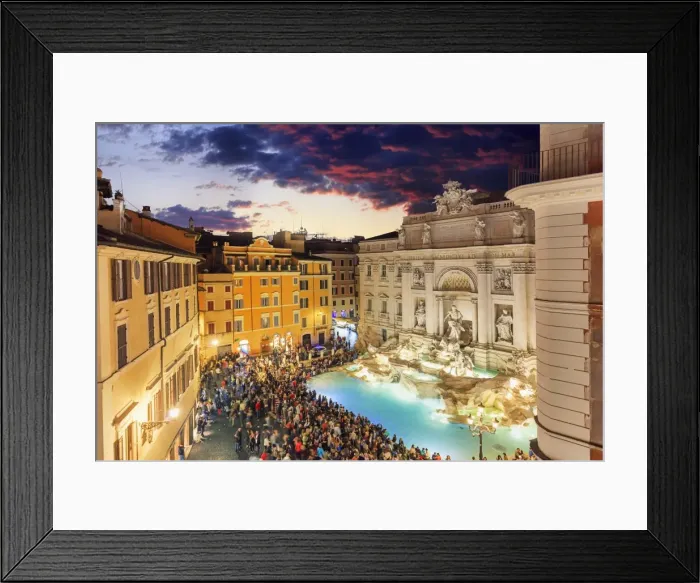 Framed Print : Italy, Rome, elevated view by night of Trevi fountain by Bernini by night