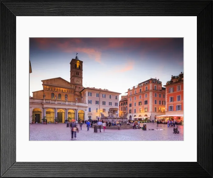 Framed Print : Italy, Rome, Santa Maria in Trastevere church at Trastevere by night Framed Print : Italy, Rome, Santa Maria in Trastevere church at Trastevere by night