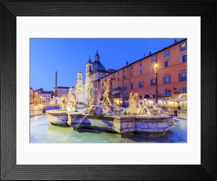 Framed Print : Italy, Rome, Navona square with Sant Agnese in Agone church and 4 rivers fountain Framed Print : Italy, Rome, Navona square with Sant Agnese in Agone church and 4 rivers fountain