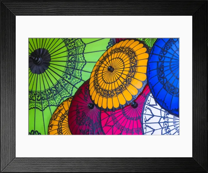 Framed Print : Traditional Burmese umbrellas made of cotton and bamboo, Bagan, Mandalay region, Myanmar Framed Print : Traditional Burmese umbrellas made of cotton and bamboo, Bagan, Mandalay region, Myanmar