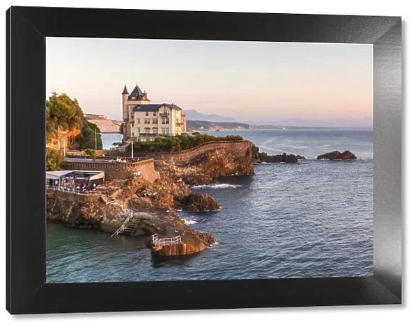 France, Aquitaine, Pyrenees Atlantiques, Biarritz. Old mansion on the cliffs
