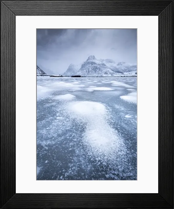 Framed Print : Frozen lake, Lofoten Islands, Norway Framed Print : Frozen lake, Lofoten Islands, Norway