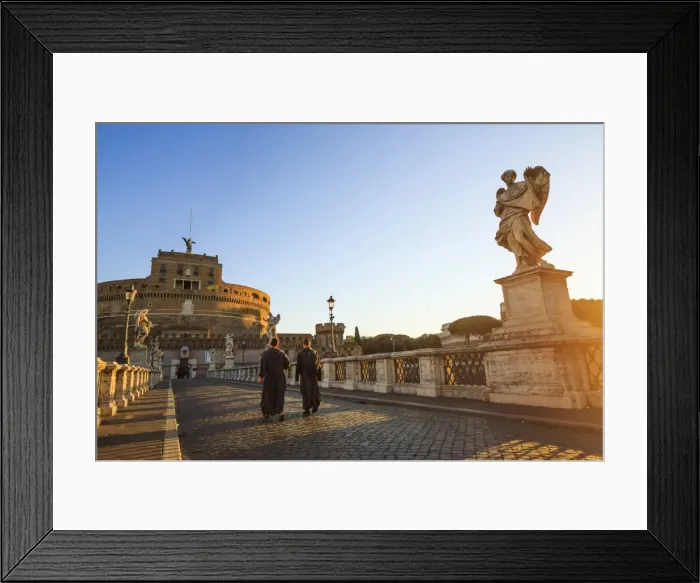 Framed Print : Italy, Rome, two monks walking at Mausoleum of Hadrian (known as Castel Sant Angelo) Framed Print : Italy, Rome, two monks walking at Mausoleum of Hadrian (known as Castel Sant Angelo)