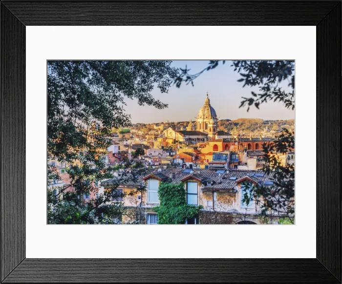 Framed Print : Italy, Rome, Basilica Sant Ambrogio e Carlo church and city roofs at sunrise Framed Print : Italy, Rome, Basilica Sant Ambrogio e Carlo church and city roofs at sunrise