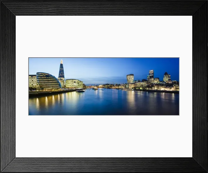 Framed Print : View of The Shard & City Hall from Tower Bridge at night, London, England Framed Print : View of The Shard & City Hall from Tower Bridge at night, London, England