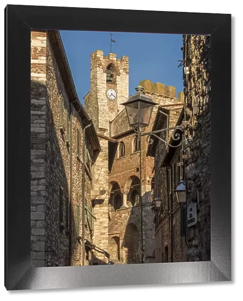 Italy, Tuscany, Suvereto. Medieval town center with clock tower