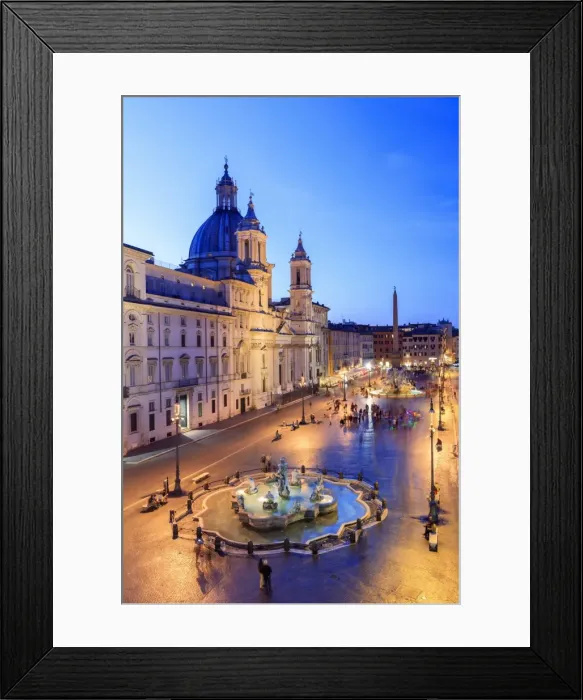 Framed Print : Italy, Rome, Navona square with Sant Agnese in Agone church and 4 rivers fountain