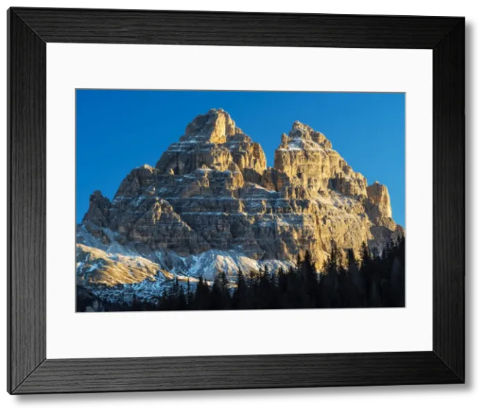 Framed Print : Sunrise view over Tre Cime di Lavaredo or Drei Zinnen mountain peaks in the Dolomites Framed Print : Sunrise view over Tre Cime di Lavaredo or Drei Zinnen mountain peaks in the Dolomites