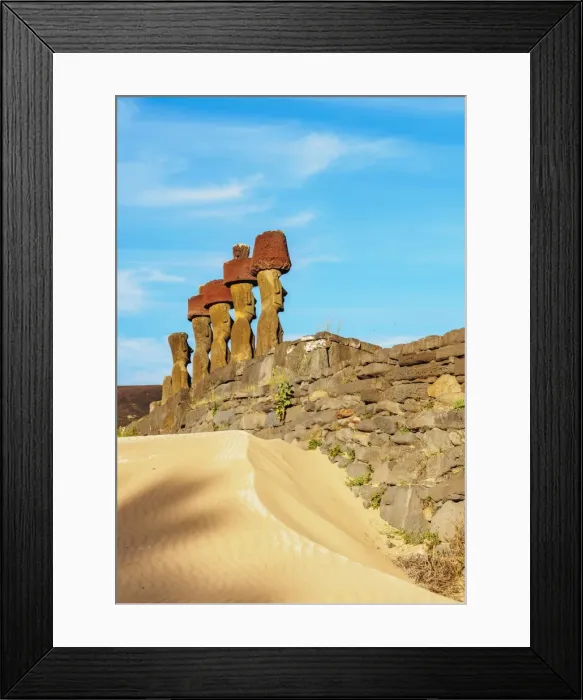 Framed Print : Moais in Ahu Nau Nau by the Anakena Beach, Rapa Nui National Park, Easter Island, Chile Framed Print : Moais in Ahu Nau Nau by the Anakena Beach, Rapa Nui National Park, Easter Island, Chile