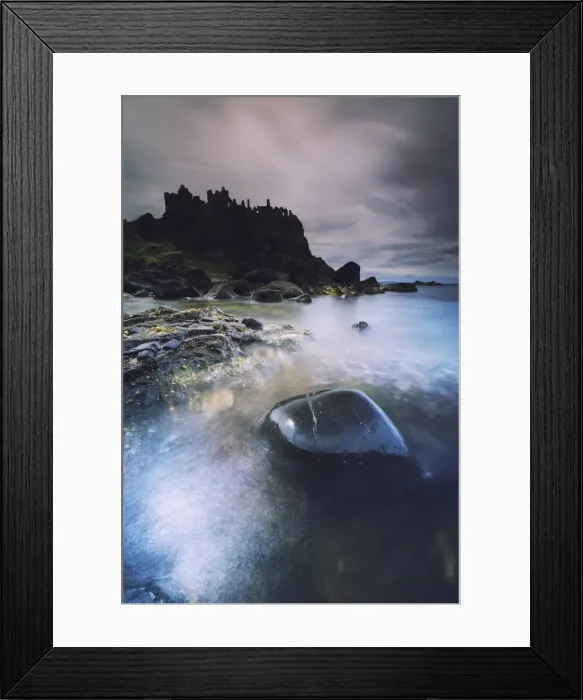 Framed Print : Europe, Northern Ireland, Dunluce Castle at sunset, Ireland Framed Print : Europe, Northern Ireland, Dunluce Castle at sunset, Ireland