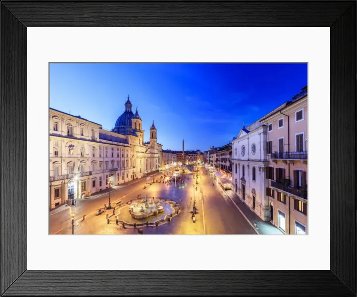 Framed Print : Italy, Rome, Navona square with Sant Agnese in Agone church and 4 rivers fountain Framed Print : Italy, Rome, Navona square with Sant Agnese in Agone church and 4 rivers fountain