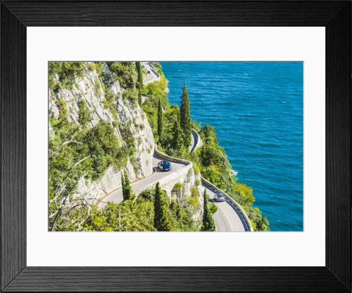 Framed Print : Strada della Forra, Tremosine, lake Garda, Brescia district, Lombardy, Italy Framed Print : Strada della Forra, Tremosine, lake Garda, Brescia district, Lombardy, Italy