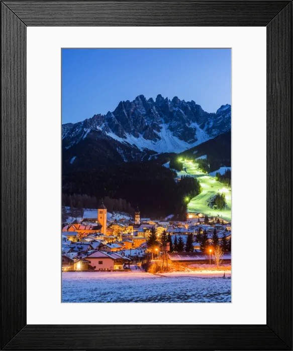 Framed Print : Winter view at dusk over Innichen - San Candido, Alto Adige - South Tyrol, Italy Framed Print : Winter view at dusk over Innichen - San Candido, Alto Adige - South Tyrol, Italy