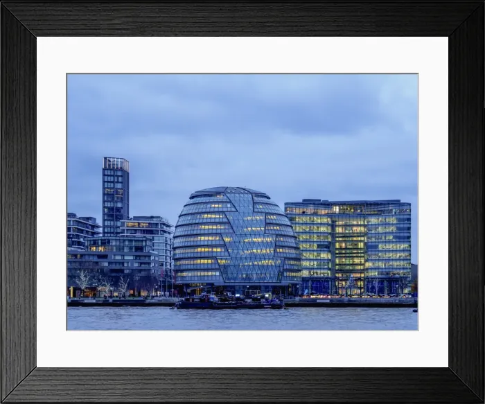 Framed Print : River Thames and City Hall at twilight, London, England, United Kingdom Framed Print : River Thames and City Hall at twilight, London, England, United Kingdom