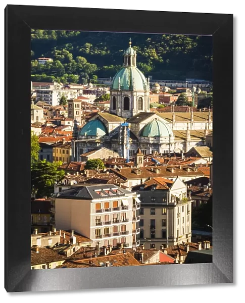 Como, Lombardy, Italy. High angle view of the old town and the Como Cathedral