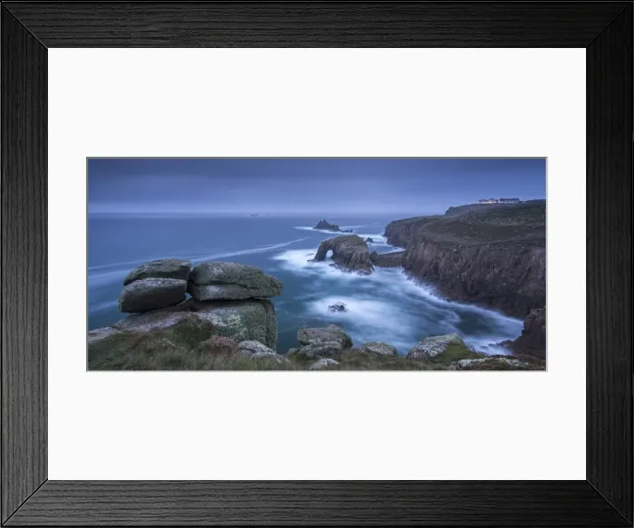 Framed Print : Dramatic coastal scenery at Land's End in Cornwall, England. Autumn (October) 2013 Framed Print : Dramatic coastal scenery at Land's End in Cornwall, England. Autumn (October) 2013