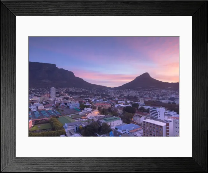 Framed Print : View of Table Mountain and Lionas Head at sunset, Cape Town, Western Cape, South Africa Framed Print : View of Table Mountain and Lionas Head at sunset, Cape Town, Western Cape, South Africa