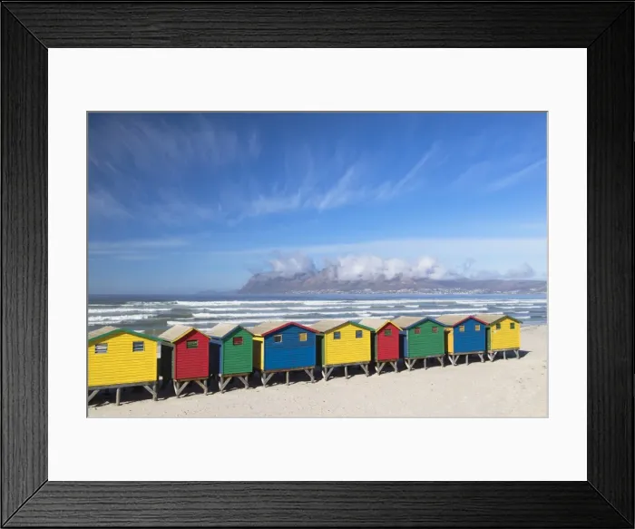 Framed Print : Beach huts on Muizenburg beach, Cape Town, Western Cape, South Africa Framed Print : Beach huts on Muizenburg beach, Cape Town, Western Cape, South Africa