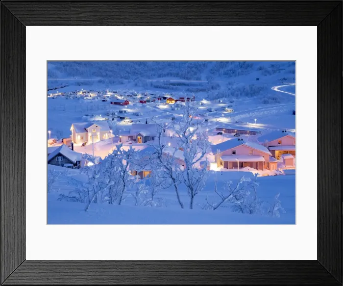 Framed Print : The blue hour at Riksgransen, Kiruna, Sweden, Europe Framed Print : The blue hour at Riksgransen, Kiruna, Sweden, Europe