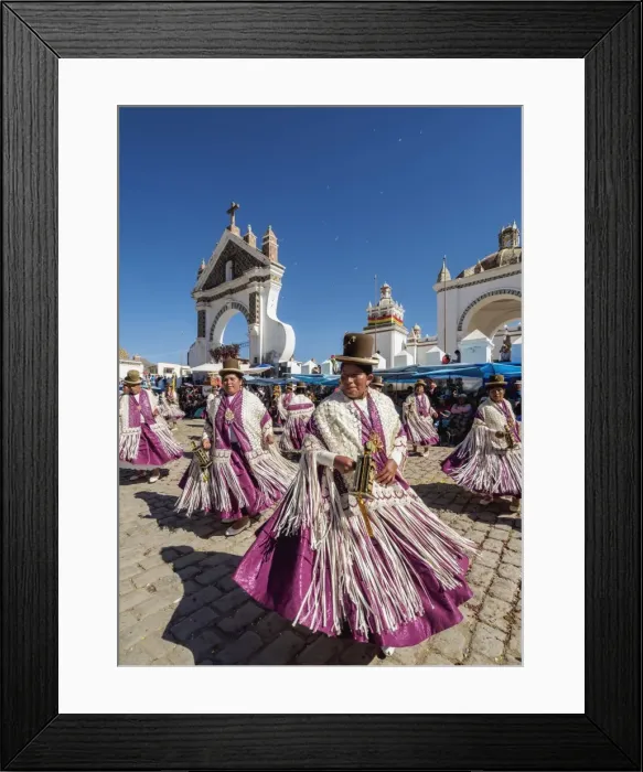 Framed Print : Dancers in Traditional Costume, Fiesta de la Virgen de la Candelaria, Copacabana Framed Print : Dancers in Traditional Costume, Fiesta de la Virgen de la Candelaria, Copacabana
