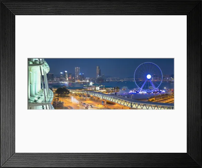 Framed Print : View of Star Ferry pier, observation wheel and Tsim Sha Tsui skyline, Hong Kong, China Framed Print : View of Star Ferry pier, observation wheel and Tsim Sha Tsui skyline, Hong Kong, China