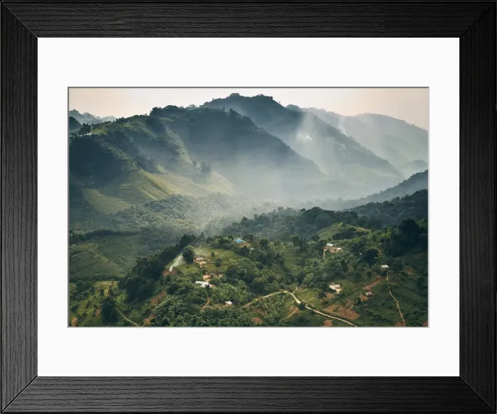 Framed Print : Small village in a mountain valley of Uganda, Bwindi Impenetrable Forest, Bwindi National Park Framed Print : Small village in a mountain valley of Uganda, Bwindi Impenetrable Forest, Bwindi National Park