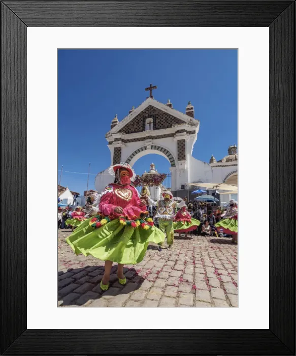 Framed Print : Dancers in Traditional Costume, Fiesta de la Virgen de la Candelaria, Copacabana Framed Print : Dancers in Traditional Costume, Fiesta de la Virgen de la Candelaria, Copacabana