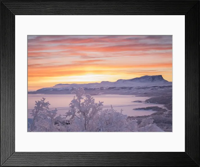 Framed Print : Sunrise with burning sky, Abisko, Kiruna, Sweden, Europe Framed Print : Sunrise with burning sky, Abisko, Kiruna, Sweden, Europe