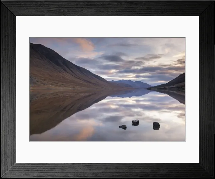 Framed Print : Reflections on Loch Etive at sunset, Glen Etive, Scotland. Winter (December) 2016 Framed Print : Reflections on Loch Etive at sunset, Glen Etive, Scotland. Winter (December) 2016