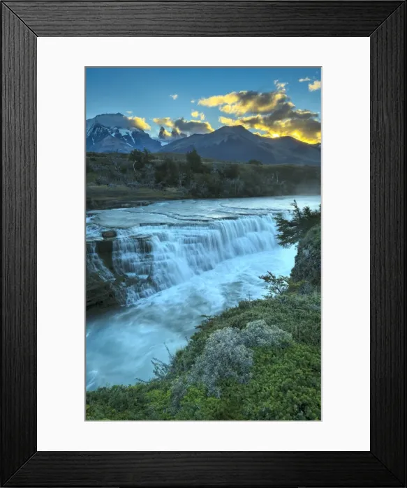Framed Print : South America, Andes, Patagonia, Torres del Paine National Park, Paine river falls