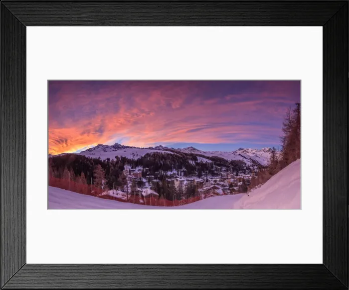 Framed Print : Panorama of the alpine village of Madesimo and snowy ski slopes at sunset Spluga Framed Print : Panorama of the alpine village of Madesimo and snowy ski slopes at sunset Spluga