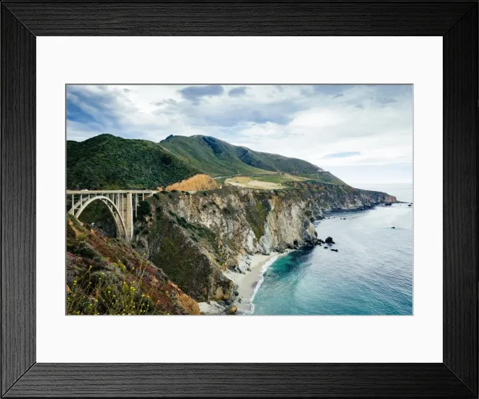 Framed Print : Brixby Bridge and Great Ocean Road, California, USA Framed Print : Brixby Bridge and Great Ocean Road, California, USA