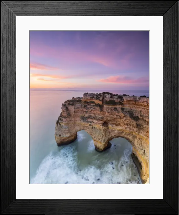 Framed Print : Panorama of cliffs framed by turquoise sea at dawn Praia da Marinha Caramujeira Lagoa Framed Print : Panorama of cliffs framed by turquoise sea at dawn Praia da Marinha Caramujeira Lagoa