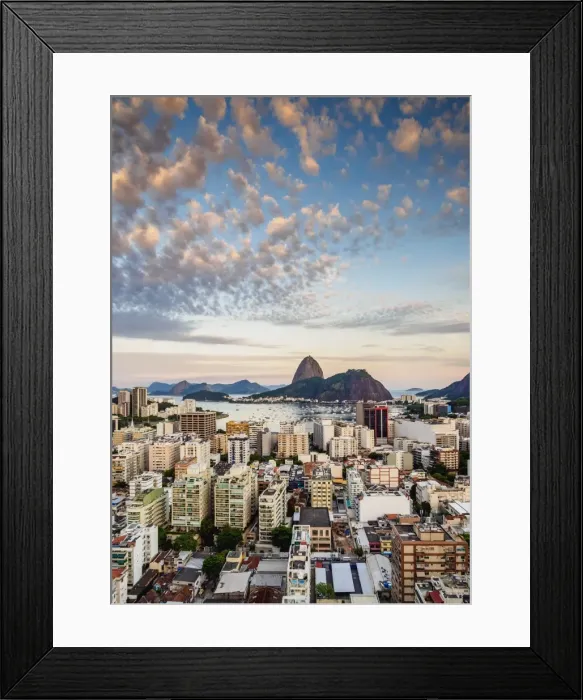 Framed Print : View over Botafogo towards the Sugarloaf Mountain at sunset, Rio de Janeiro, Brazil Framed Print : View over Botafogo towards the Sugarloaf Mountain at sunset, Rio de Janeiro, Brazil