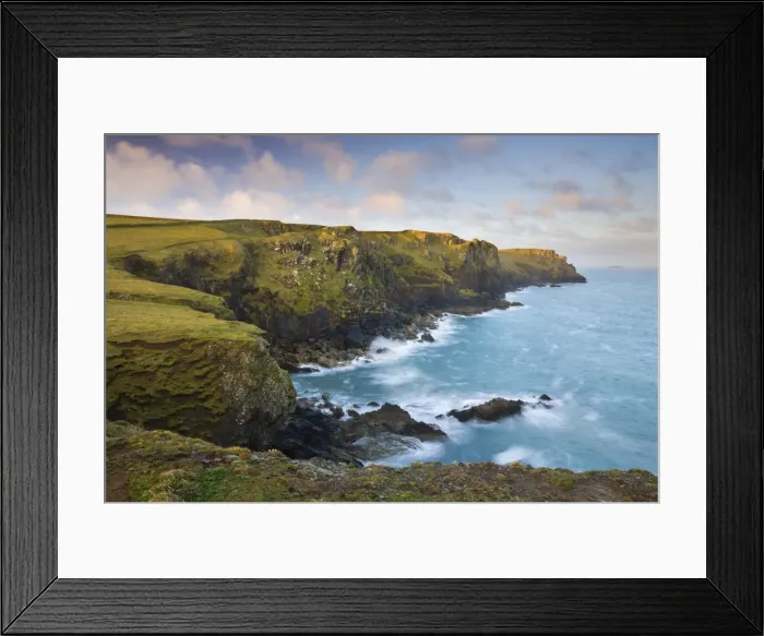 Framed Print : Clifftop vista of North Cornish coastline near The Rumps, Cornwall, England. April 2009