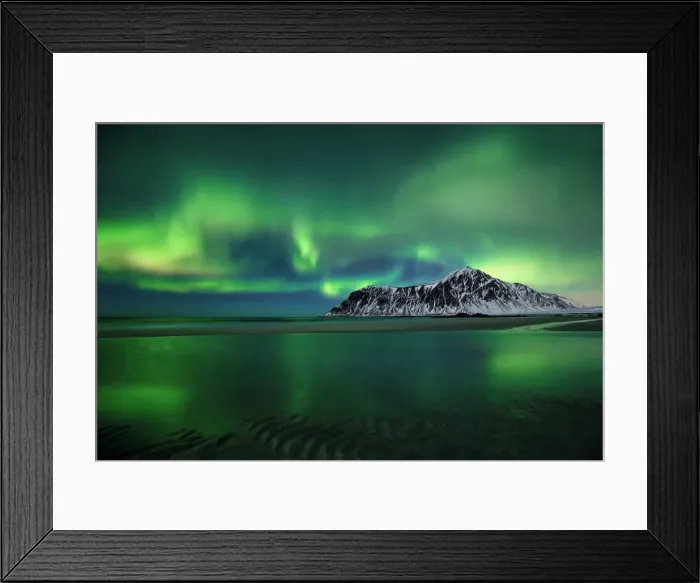 Framed Print : Skagsanden beach, Flakstad village, Lofoten islands, Norway Framed Print : Skagsanden beach, Flakstad village, Lofoten islands, Norway