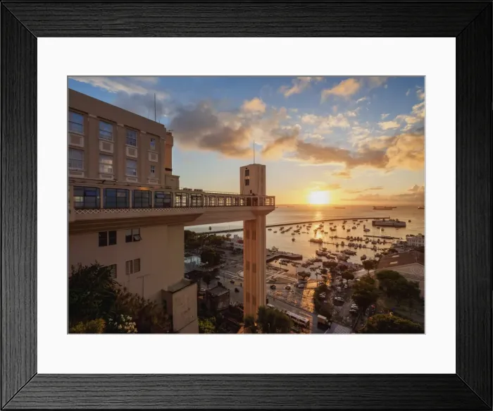 Framed Print : Lacerda Elevator at sunset, Salvador, State of Bahia, Brazil