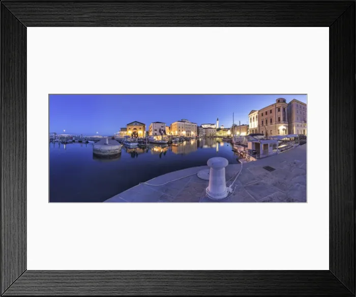 Framed Print : Europe, Slovenia, Istria, Piran. The picturesque port and the buildings around it at dusk Framed Print : Europe, Slovenia, Istria, Piran. The picturesque port and the buildings around it at dusk