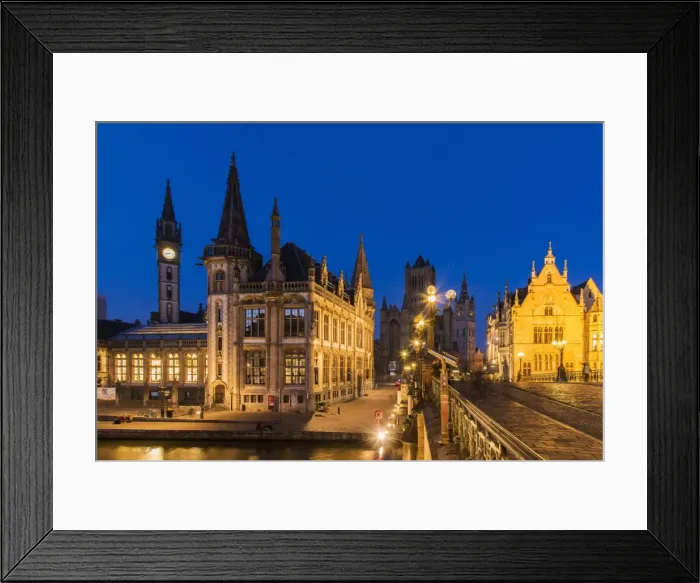 Framed Print : Night view of Ghent, East Flanders, Belgium